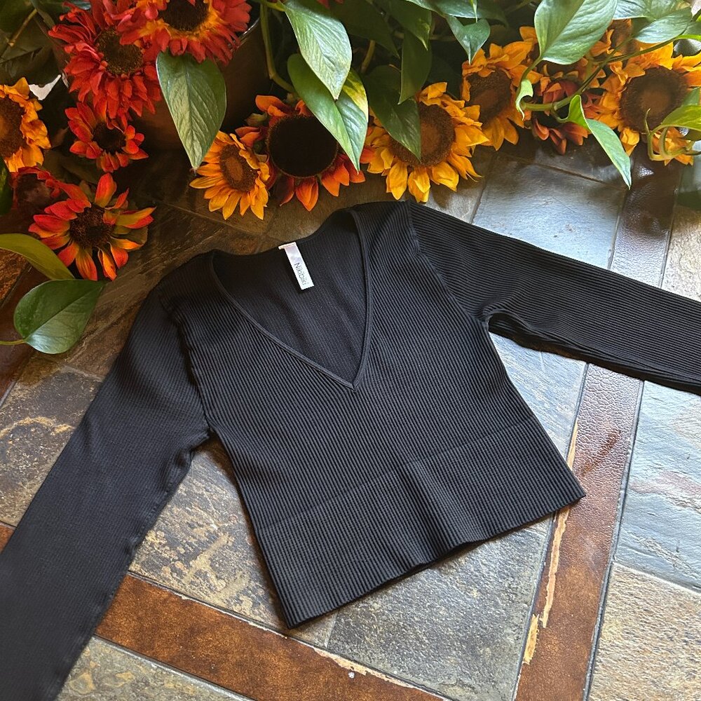 Nikibiki Seamless Long Sleeve V-Neck Crop Top